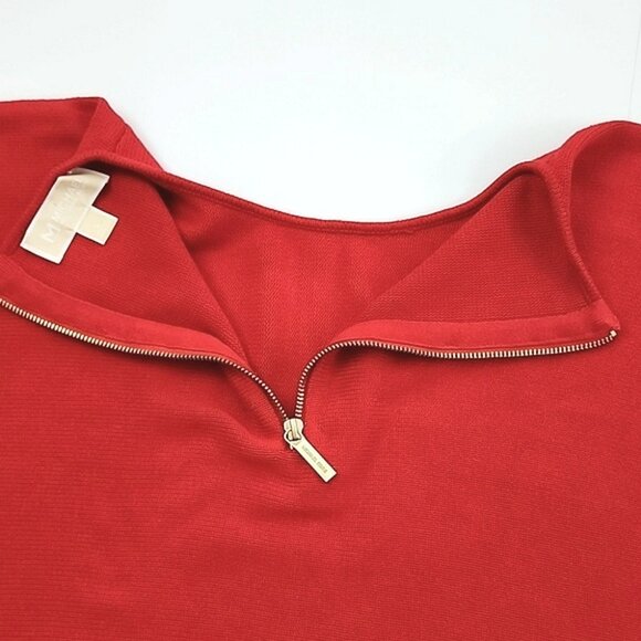 Michael Kors Women's Red Long Sleeves Knit Sweater Zip Up Back Cotton Blend Sz L - Picture 6 of 12